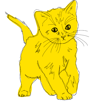 drawing of a little yellow kitten